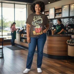 Worn Once! Chocolate Brown “I Like Coffee More Than People” Short-Sleeve T-Shirt